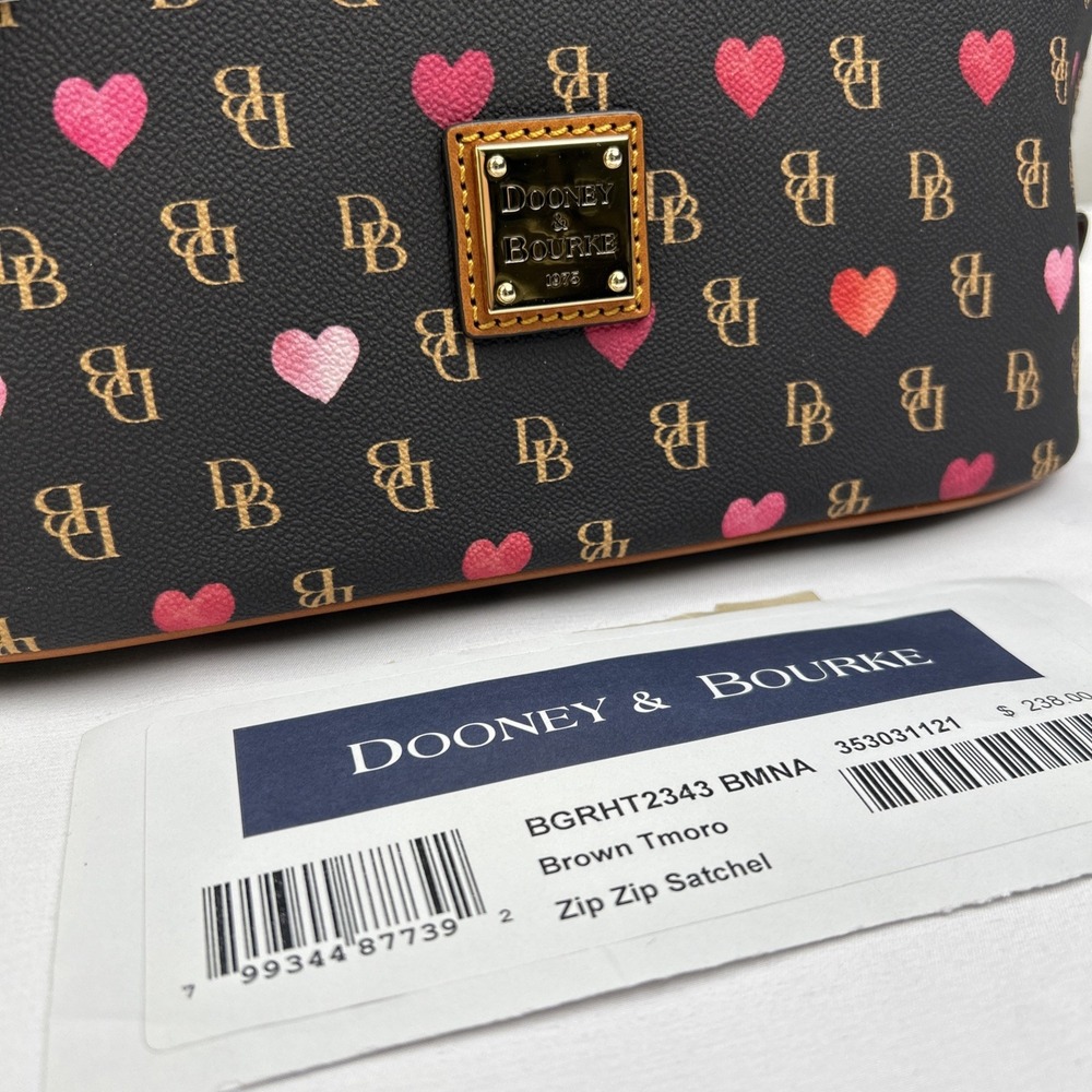 NWT Dooney & Bourke Hearts Signature Zip Zip Satchel Handbag Purse Bag BGRHT2343 - Picture 2 of 16